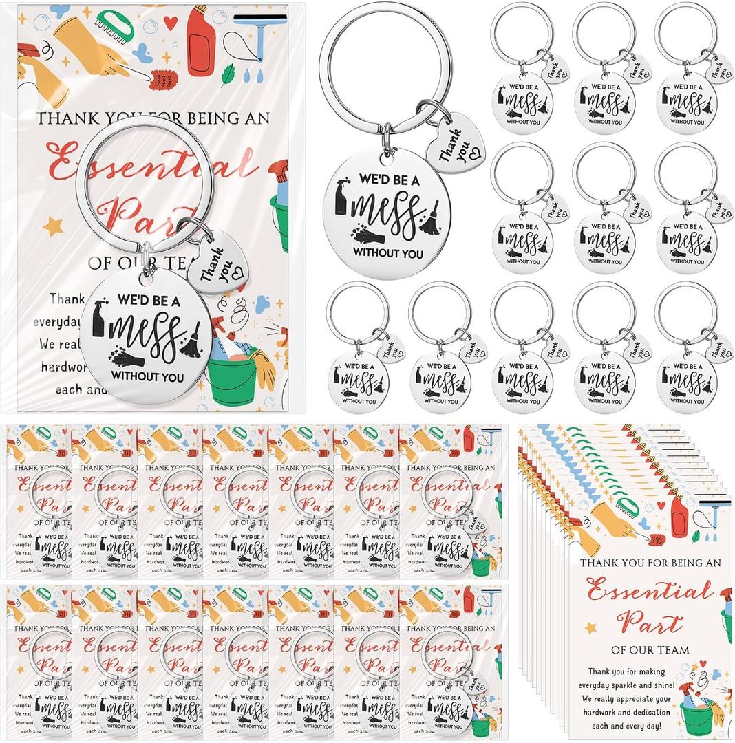 Henoyso Housekeeping Appreciation Gift Bulk Keychains Environmental Services Week Gift for Cleaners Employee Coworker (Circle)