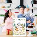 Unittype 71 Pcs 15.8 x 11.8 x 0.6inch Baby Shower Guest Book Alternative with 70 Wood Slices Set Baby Shower Decoration Photo Frame Signature Keepsakes for Birthday Table Centerpiece(Green,Animal)