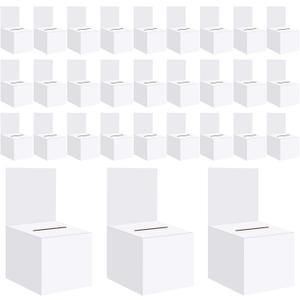 30 Pack Raffle Boxes Ballot Box Suggestion Box with Slot, 6 x 6 x 6 Inch Cardboard Raffle Boxes with Slot for Ticket and Removable Header for Collecting Business Card Voting Contest