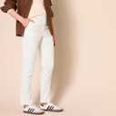 Essentials Womens High-Rise Slim-Fit Full-Length Straight-Leg Khaki Pant, Eggshell White, Size 16