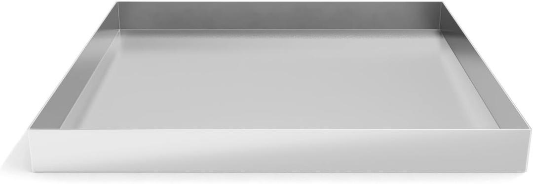 27 x 25 x 2.5 Inch 304 Stainless Steel Washing Machine Drain Pan, Heavy Duty Steel Compact Washer Drip Tray, Washing Machine Tray No Leak Protecting The Floor (No Hole)