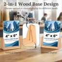 EHWINE 8 Pack 4x6 Acrylic Sign Holder with Wood Base, 2-in-1 Vertical & Slant Back Display, U-Shaped Clear Menu Holder Stand with Non-Slip Base Pads for Table, Desk, Countertop, Restaurant