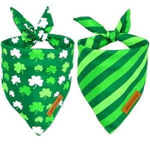 Realeaf St. Patrick's Day Dog Bandanas 2 Pack, Triangle Reversible Pet Scarf for Boys and Girls, Premium Durable Fabric, Holiday Bandana for Large and Extra Large Dogs (X-Large)