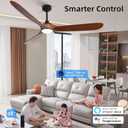 Ceiling Fan with Lights, 72'' Solid Wood Indoor/Outdoor Ceiling Fan with Quiet Reversible DC Motor, Control with WIFI Alexa App, 3CCT Dimmable, 6 Speeds Walnut Outdoor Fan for Patio Porch