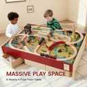 Tiny Land Large Wooden Train Table (47.9x35.2), 104PCS Train Set, 3 Storage Bins, Activity Playset for Kids Ages 3+