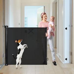 42" Tall X 75" Wide Extra Tall Dog Gate Tall Dog Gates for Doorways Dog Gates for The House Extra Tall Retractable Baby Gates Extra Tall Retractable Dog Gate Extra Tall Retractable Gate Tall Pet Gate (Black)
