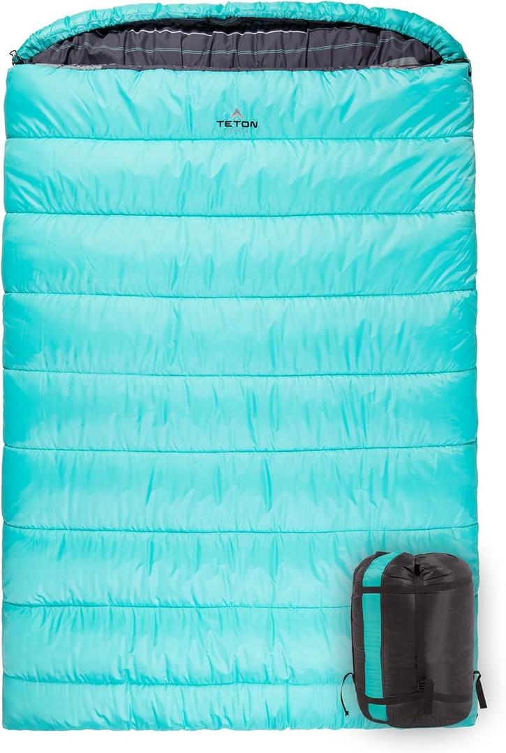 Teton Mammoth Queen Size Double Sleeping Bag- A Warm Bag The Whole Family can Enjoy  Great for Camping, Hunting and Base Camp. Compression Sack Included