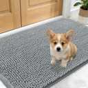 OLANLY Dog Door Mat for Muddy Paws 30x17, Absorbs Moisture and Dirt, Absorbent Non-Slip Washable Doormat, Quick Dry Chenille Mud Mat for Dogs, Entry Indoor Entryway Carpet for Inside Floor, Grey