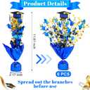 6 Pcs Graduation Table Centerpieces, Blue and Gold Graduation Table Decorations 2026 Metallic Foil Spray Grad Tabletop Centerpiece Star Burst Glitter Graduate Cap Class of 2026 Graduation Party Favors