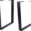Osring 16 Inch Coffee Table Legs U-Shaped, 2pcs Solid Steel Table Legs for Furniture, TV Stand and Bench, Black