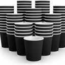 JollyPack 120 Pack 8 oz Paper Coffee Cups, Disposable Coffee Cups, Black Hot Beverage Cups with Ripple Wall Design, Hot Beverage Cups Suitable for Birthday,Party and any occasions