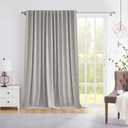 Novecozy Linen Blackout Curtains 84 Inches Long, Room Divider Curtains, Curtains & Drapes for Sliding Door/French Door, Rod Pocket/Back Tab/Hook Belt/Ring Clips(1 Panel, W100 x L84, Greyish White) (100"W x 84"L (Pack of 1))