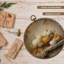 XBBMGG Vintage Fall Pumpkin Wall Art Decor, Farmhouse Autumn Round Wall Hanging Decor, Rustic Maple Leaf Thanksgiving Framed Canvas Prints for Kitchen Home Bedroom Living Room Decorations, 10x10inch