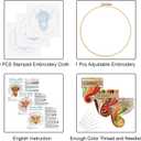 Louise Maelys 3 Sets Embroidery Kits for Beginners,Cross Stitch Kit for Adults,Starters DIY Needlepoint Including Hoop -Highland Cow and Florals Pattern