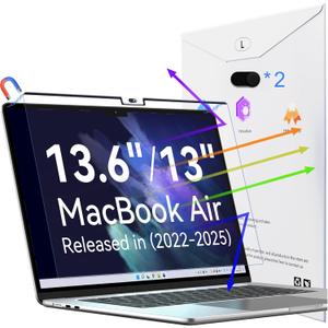 Magnetic Anti Blue Light Screen Protector for MacBook Air 13.6/13 Inch (2022-2025, M2, M3, M4), Removable Glare Filter for 13" Mac Laptop Computer