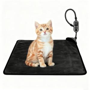 Orznez Pet Heating Pad for Cats & Dogs,Safe Electric Cat Warming Pad with Chew Resistant Cord,Automatic Induction Heated Cat Bed,Adjustable Temperature & Time (17.7" x 17.7")