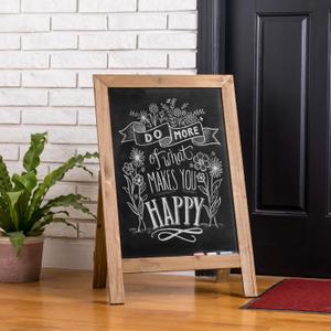 Glitzhome A-Frame Chalkboard Sign 30"x20" Wooden Sandwich Board Easel Sign Outdoor Standing Wall Chalkboard for Restaurants, Cafes, Weddings(Wood Color)