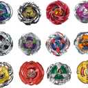 Battling Set, 12 Spinning Tops, 3 Launchers 1 Grip 3 Middle Rings and 4 Bases, with Storage Box, Kids Toys Birthday Gift Ideal for 6+ Years Old Boys, U-X