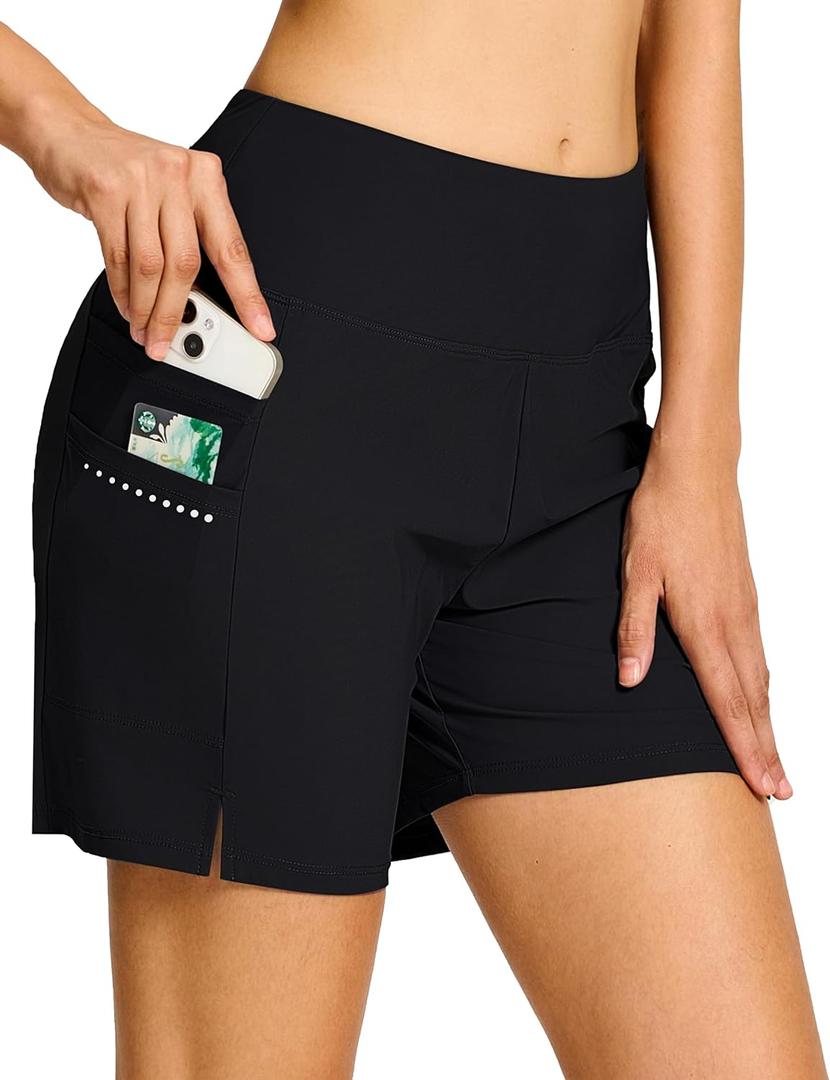 BVVU Women's 5" High Waisted Swim Board Shorts with Pockets Liner Tummy Control UPF50+ Quick Dry Beach Swimsuit Bottoms (Medium, Black) BVVU Women's 5" High Waisted Swim Board Shorts with Pockets Liner Tummy Control UPF50+ Quick Dry Beach Swimsuit Bottoms (Medium, Black)
