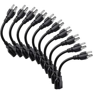 [ETL Listed] Miady Short Power Extension Cord Outlet Saver, 16AWG/13A, 3 Prong (10 Pack, Black, 8 Inch)