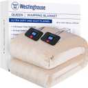 Westinghouse Electric Blanket Queen Size, Super Cozy Soft Flannel 84"" x 90"" Heated Blanket with 10 Fast Heating Levels & 1-12 Auto-Off, Machine Washable, ETL&FCC Certification, Beige
