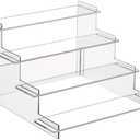 HENABLE 4 Tier Acrylic Display Risers, Perfume Organizer Stand, Cupcake Stand Holder, Clear Shelf Risers for Display Stands for Funko POP Figure, Dessert Shelves for Party, Decoration
