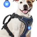 Dog Harness Navy Blue No Pull Y Shaped for Medium Sized Dog, Small to Large Dogs Reflective Adjustable Easy Walk Puppy Harnesses,Heavy Duty Girl Boy Pet Vest 3 Buckle with Handle & Light,M (M, Navy Blue)