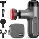 Mini Massage Gun with Heat, Deep Tissue Massage Gun, Portable Percussion Muscle Massager with 4 Massage Heads for Athletes