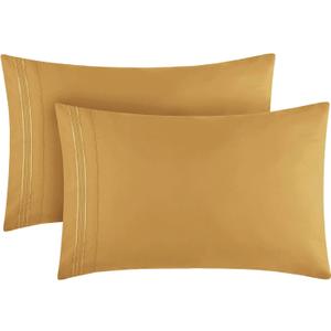 Mellanni Pillow Cases - Luxury, Extra Soft, Cooling Pillow Covers - 2 PC Iconic Collection Pillowcases - Envelope Closure (Standard/Queen 20" x 30", Gold)