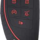 2 x LemSa 2Pcs 5 Buttons Soft Silicone Remote Smart Car Key Fob Cover Case Protector Holder for Chevrolet Corvette 2020 Suburban Tahoe 2021, Red Blue Buttons