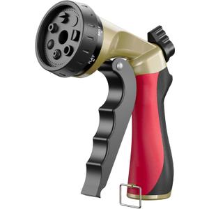 Heavy Duty Garden Hose Sprayer Nozzle, Water Hose Nozzle with 7 Spray Patterns, High Pressure Garden Sprayer with Adjustable Button & Lockable Trigger for Watering Plants & Lawns, Washing Cars, Pets