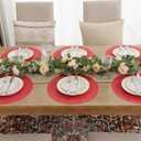 SHACOS 100 pcs Christmas Disposable Round Paper Placemats 13 inch Colored Paper Place Mats for Wedding Birthday Party Bridal Baby Shower Table Decoration, Red
