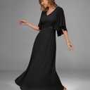 DRESSTELLS Formal Wedding Guest Dresses, 2026 Spring Bridesmaid Party Cocktail Evening Long Prom Lace Dress (Black, XXXL)