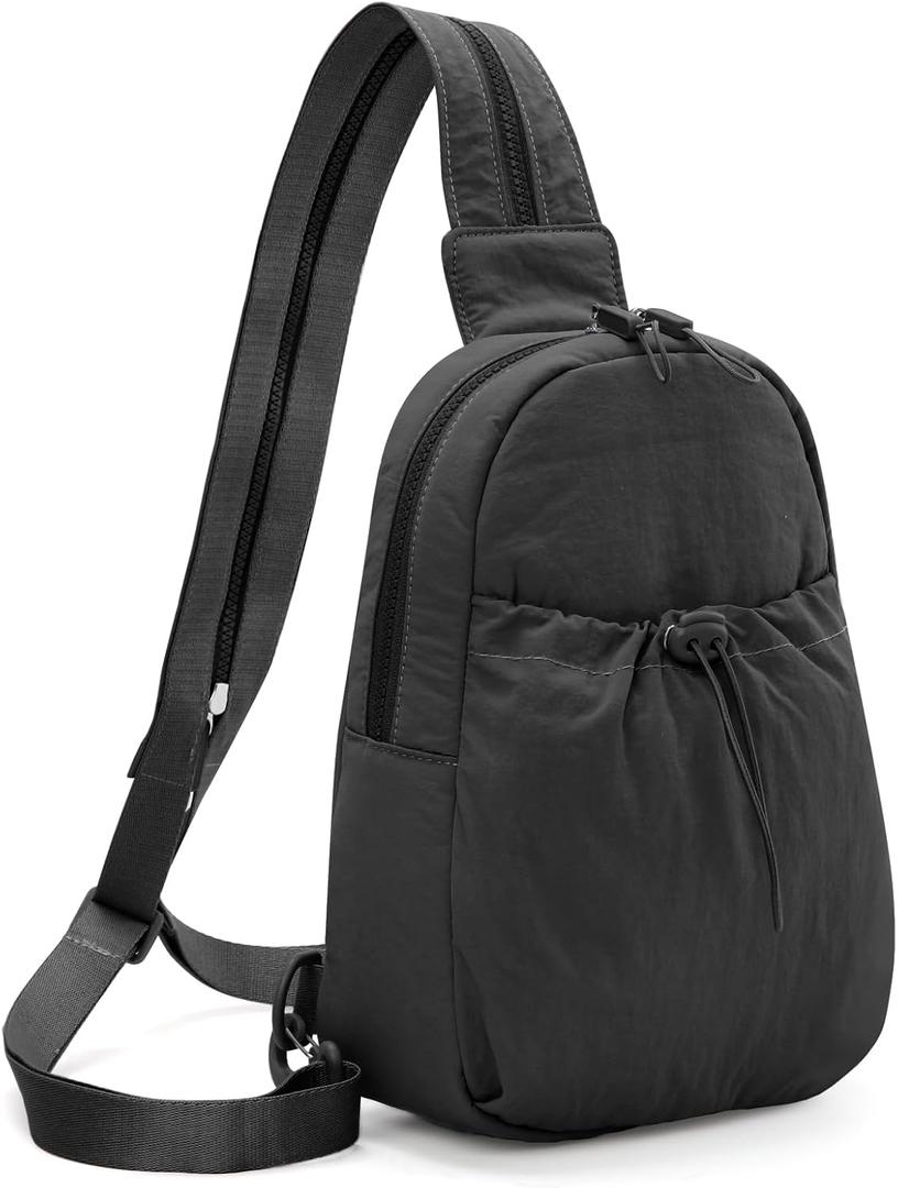 Convertible Backpack Crossbody Small Sling Bag for Women Crossbody Shoulder Chest Daypack with Zipper Strap for Hiking, Black