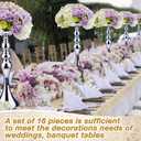 Sadnyy 16 Pcs Metal Flower Arrangements Stand Metal Wedding Centerpiece Stand Tall Table Decor Flower Vase for Wedding Reception Centerpieces Event Party Hotel Home Decor(15 Inch,Silver)