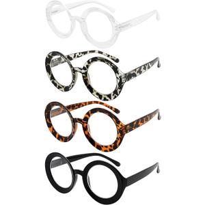 Eyekepper 4-pack Round Reading Glasses for Women Reading - Oversized Ladies Readers +1.75