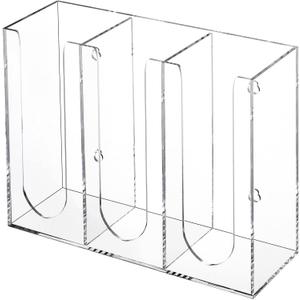 Suwimut Acrylic Coffee Cup and Lid Storage Organizer, 3 Compartment Disposable Paper Cup Dispenser Organizer, Clear Plastic Cups and Lids Holder for Kitchen Coffee Bar Shop Party Supplies