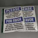 2 x SmartSign "Please Do Not Throw Paper Towels, Feminine Hygiene Products, Or Trash In The Toilet" Bilingual Sign | 10" x 14" Plastic