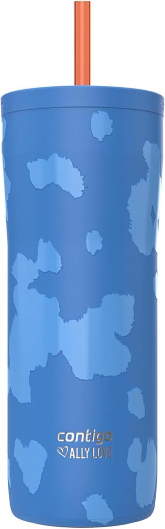 Contigo x Ally Love Streeterville Stainless Steel Tumbler with Straw, Easy Clean Lid, Leak Proof, BPA Free, 24oz, Stellar Jay