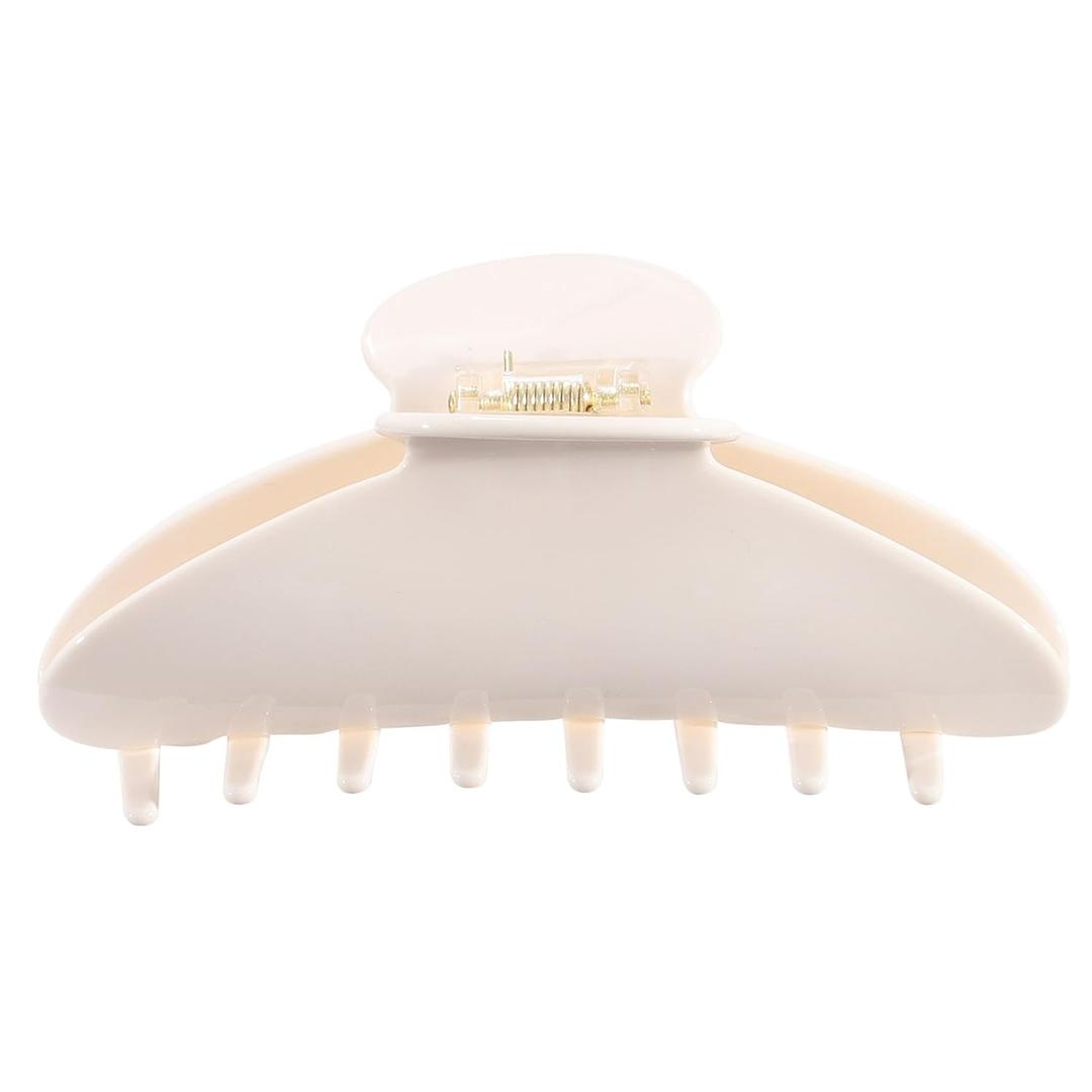 HAIMEIKANG Large Acetate 4 Inch Hair Claw Clip for Women - French Style Hair Claws for Thick Hair with Non-Slip Teeth, Hair Accessories for Updos, Buns & Ponytails (Beige)