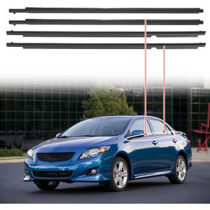 Weatherstrip Window Seal Car Window Moulding Trim Sweep Felt Seal Kit Fit for Toyota Corolla CE LE S XLE XRS 2009 2010 2011 2012 7573012300 7571002210-4 Piece Set