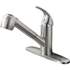Kitchen Faucet with Pull Out Sprayer, Low Profile Stainless Steel Single Handle Brushed Nikcel Utility Laundry Sink Faucet 1 or 3 Hole Grifo De Cocina