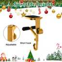 Fireplace Stocking and Garland Hanger with Two Hooks,Adjustable Mantle Holder- Hold Christmas Decoration and Hang Garland-No Drill,Durable Wrought Iron Holds Up to 20 lbs(3Pcs,Gold)
