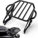 PBYMT Detachable Two-Up Luggage Rack Motorcycle Mounting Rack Compatible with Harley Touring Road King Street Electra Glide 2009-Later Gloss Black