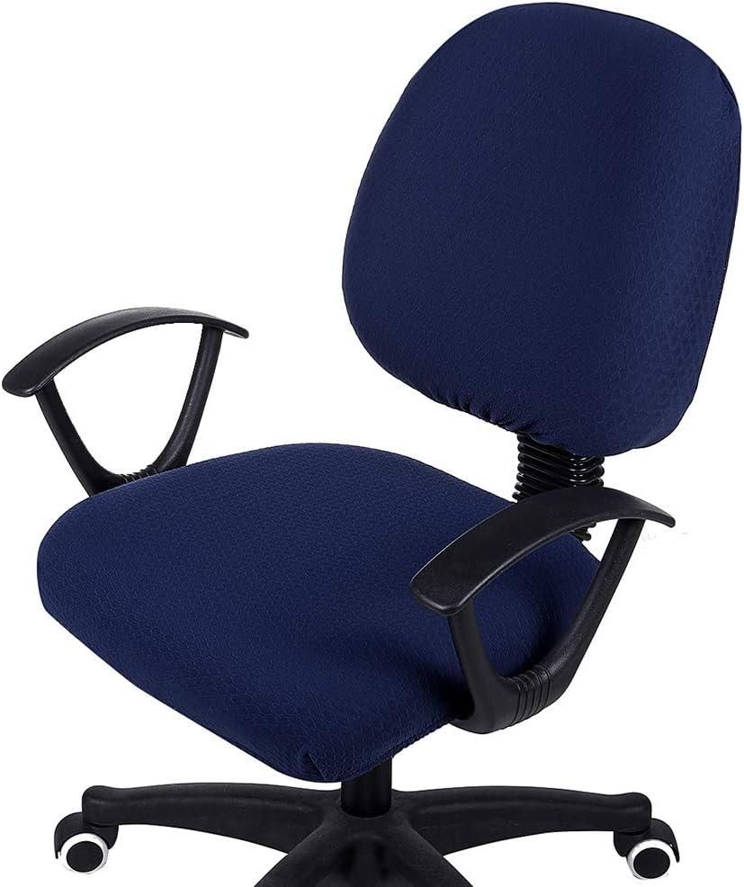 Smiry Stretch Jacquard Office Computer Chair Covers, Removable Washable Universal Desk Rotating Chair Slipcovers Protector, Seat + Backrest Cover, Navy Blue