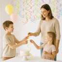 48PCS Pastel Paper Swirl Decorations Hanging Ceiling Streamers for Birthday, Spring, Bridal, Gender Reveal, Wedding, or Everyday Party Decor