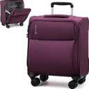 Hanke 16 Inch Underseat Carry On Luggage with Spinner Wheels Airline Approved, Small Rolling Suitcase Softside Underseater Lightweight TSA Travel Roller Suitcase Carry-On Bag(Purple)