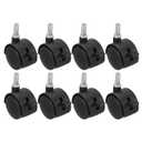 PATIKIL Office Chair Wheels Replacement 1.5", 8 Pcs Nylon Heavy Duty Office Furniture Casters Wheels with Universal Wheel for Hardwood Floor Carpet, Black(with Brake)