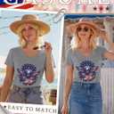 Huukeay 4th of July Shirts for Women, V-Neck Patriotic Tops Independence Day T-Shirt American Flag Graphic Tees (Gray, M)