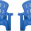 Little Tikes Kids Garden Chair 2 Pack in Blue, Outdoor Toddler Activity Adirondack Chairs for Picnic, Garden, Patio, Backyard & Beach, Outdoor Chair Set